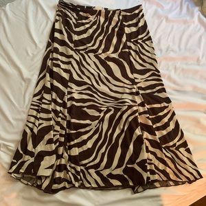 zebra print brown/white skirt